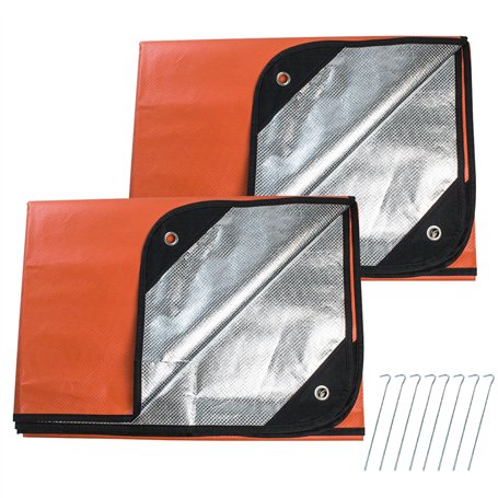 LeadCon Lot de 2 couvertures de survie améliorées – Bâche thermique réfléchissante – Couverture d'urgence réutilisable pour voit