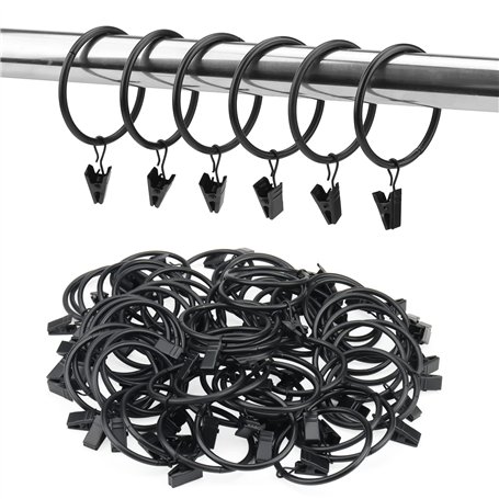 JOIKIT Lot de 60 Anneaux de Rideaux en métal avec Clips