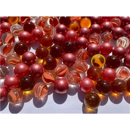 FAIRY TAIL & GLITZER FEE Lot de 100 billes en verre - 16 mm - Rouge - Multicolore - Édition spéciale
