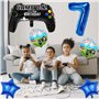 Liitata Jeu vidéo 7ème anniversaire décoration garçon anniversaire fête chiffre 7 ballons en aluminium bleu grand contrôleur jeu