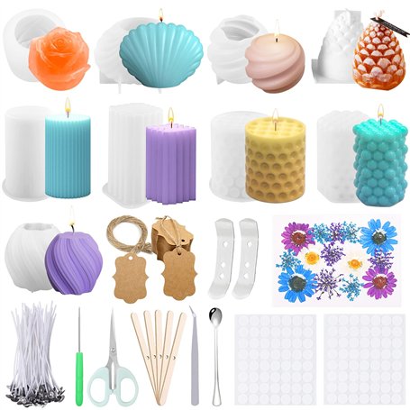 UCAMP Moule à Bougies 3D Cube Boule en Silicone - Forme de Cubes pour Bougie à Bulles et Résine