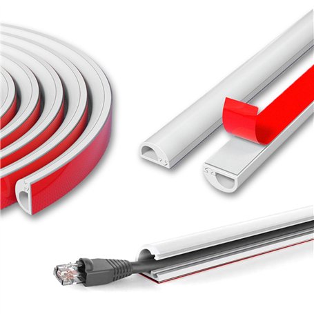 Zephyra 1 m Goulotte Passe-Câble Blanc Autocollante – Goulotte Demi-Ronde Flexible pour Mur