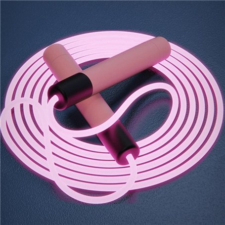 Buosha Corde à sauter lumineuse LED pour enfants adultes fitness - Sauterelle en PVC avec poignée en caoutchouc rose - 2