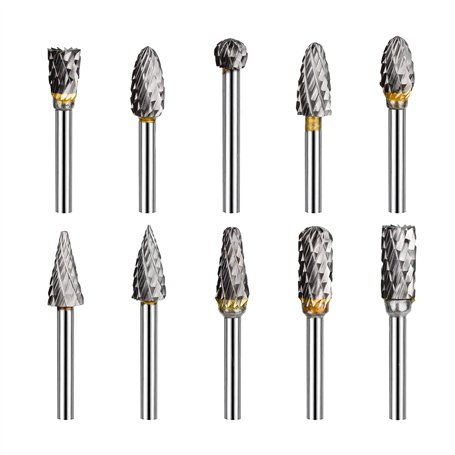 10 Pcs Fraise Metal pour Fraiseuse 3mm Double Coupe de Tungstène Fraises Rotatives Fraise Meuleuse Droite pour Outils Rotatifs T