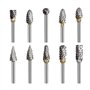 10 Pcs Fraise Metal pour Fraiseuse 3mm Double Coupe de Tungstène Fraises Rotatives Fraise Meuleuse Droite pour Outils Rotatifs T