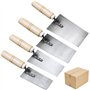Lot de 4 truelles de maçon en acier inoxydable - Truelle de plâtre trapézoïdale en acier inoxydable - Avec manche en bois - True