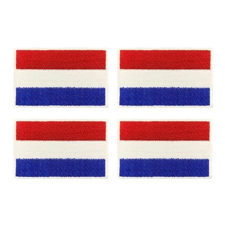 Lot de 4 écussons tactiques motif drapeau des Pays-Bas à repasser ou à coudre