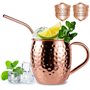 Eligara Tasses en cuivre pour Le Cocktail des mulets de Moscou 4 Artisanales, Coffret Cadeau de 16 oz