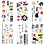 Lot de 30 feuilles de tatouages temporaires colorés pour filles et garçons, animaux mignons, étoiles, faux tatouages imperméable