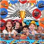 Lot de 61 décorations de table d'anniversaire pour enfants, vaisselle de course, ustensiles de fête cool voiture de sport, nappe