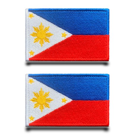2 Pcs Drapeau Philippines Patch Badge Drôle Tactique Broderie Attaches Crochet Et Boucle Applique Patch Militaire Pour Vêtements