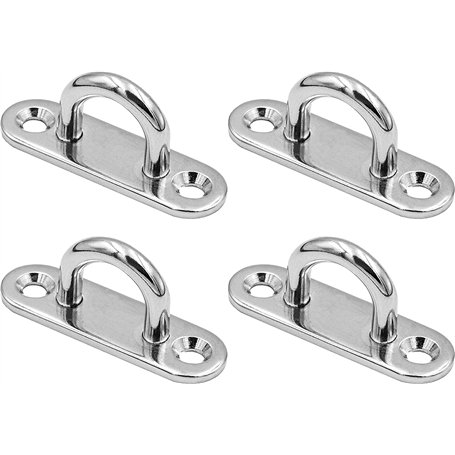 PIQIUQIU Lot de 4 plaques à œil en Acier Inoxydable - 5 mm - Crochets de Fixation en Acier Inoxydable - Crochets muraux pour Fau