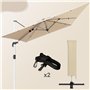 Devoko Parasol Déporté 300x400x260cm Carré, Canopée Monocouche Parasol de Jardin Extérieur en Aluminium Inclinable Toile Protect