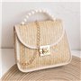 XFSRG Sac à Main Femme Pochette en Paille Tissée pour Plage d'Été Embrayage Soirée Sacs à Bandoulière avec Chaîne Idéal pour Fêt