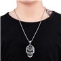 JKJF Collier Pendentif Tête de Mort en Acier inoxydable Chaîne Crâne Gothique Hip Hop Punk Rock Collier pour Homme - Argent