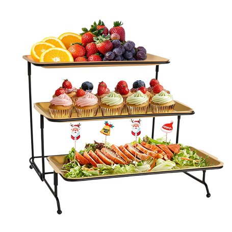 FoiiLiio Plateau de Service avec 3 Métal Plats