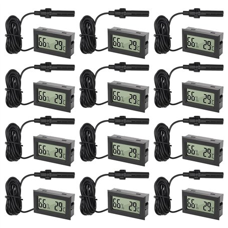 WIYETY Lot de 12 thermomètres hygromètres numériques d'intérieur avec écran LCD et thermomètre hygromètre pour la maison