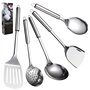 LEKEFETO Lot de 5 ustensiles de cuisine en acier inoxydable avec cuillère