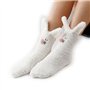 Cisixin Chaussettes Antidérapantes, Chaussettes de Dessin Animé Mignon en Lapin, Epaissi Chaud Chaussettes pour Femme
