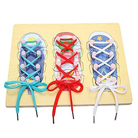 OFKPO Chaussure à Lacer en Bois Apprendre à Attacher des Lacets
