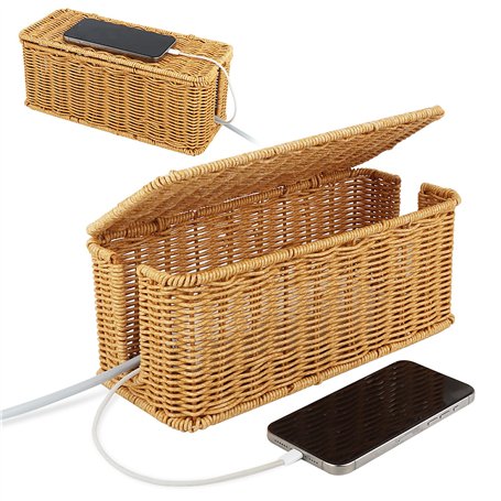 VFANDV Boîte D'organisation des Câbles en Rotin