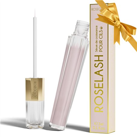 ROSELASH Nouvelle Formule Sérum de Croissance de Pousse Cils plus fournis longs épais - Fabriqué en France - Sans hormone Sans p