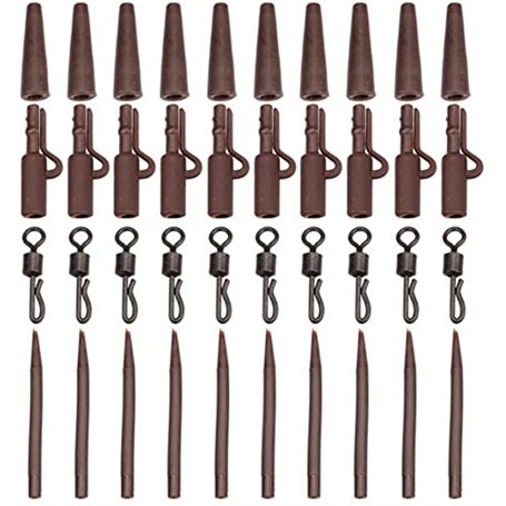 ANCLLO 40 pièces Pinces de pêche à la Carpe Pinces à Changement Rapide pivots Anti-enchevêtrement Manches Crochets de pêche