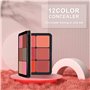 BSMKCL Palette de fard à joues 12 couleurs - Longue tenue, anti-taches, aspect naturel, estompable - Finition mate sans cruauté 