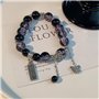 FDEETY Bracelet Femme Pierre Naturelle Violet Noir Bijoux Femme Élégant Bracelet Perle pour Femme Amitié pour Cadeau Spécial