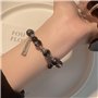 FDEETY Bracelet Femme Pierre Naturelle Violet Noir Bijoux Femme Élégant Bracelet Perle pour Femme Amitié pour Cadeau Spécial