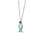XFSRG Collier Femme Bijoux Acier Inoxydable avec Pendentif Poisson Vert - Chaine Argent pour Toutes Occasions