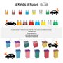 Rustark Lot de 250 fusibles à lame standard et mini pour voiture, profil bas et haut/STD, assortiment de fusibles pour camions, 