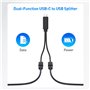 Cable Matters Séparateur USB-C mâle vers double USB-A femelle 1 entrée 2 sorties - 0,3m, Hub séparateur USB-C vers USB avec tran