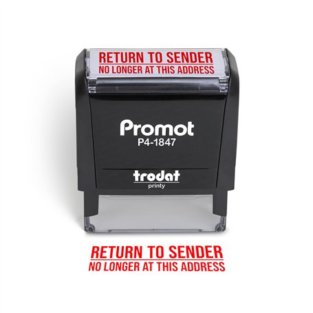 Promot Retour à l'expéditeur No Longer at This Address - Tampon auto-encreur en caoutchouc