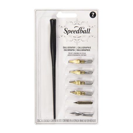 Speedball Lot de stylos de Calligraphie : 1 Porte-Stylo avec 4 Plumes