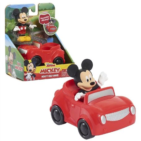 Disney Just Play Junior Mickey Mouse Kit de Jeu composé d'une Figurine Mobile Mickey et d'une Voiture Rouge
