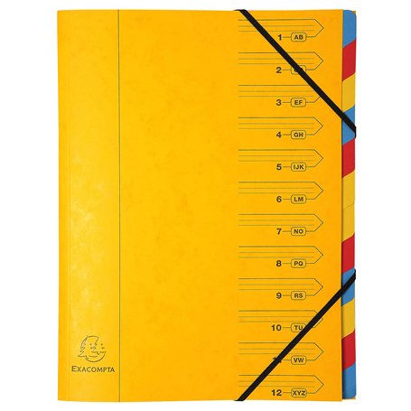 Exacompta - Réf. 54129E - 1 trieur dos agrafé - avec élastiques - couverture imprimée en carte lustrée et intérieur en carte rec