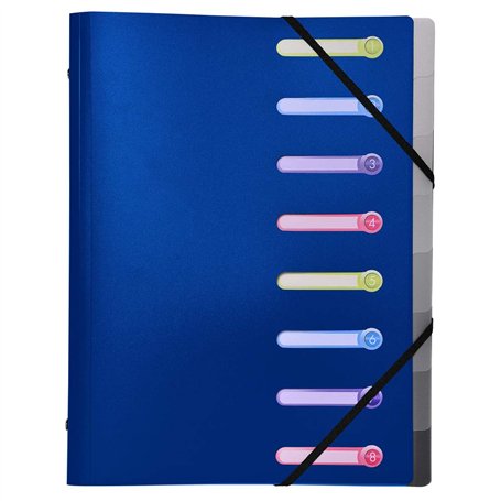 Exacompta - Réf. 56180E - 1 trieur Opak - 3 rabats - avec élastiques et fenêtres découpées - couverture et intérieur en PP - 8 c