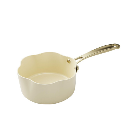 MENASTYL - Casserole 18cm Dahlia sans PFAS - Revêtement céramique antiadhésif crème - 98% d'aluminium recyclé - Tous feux dont i