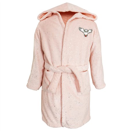HARRY POTTER HEDWIGE Robe de chambre Enfant | 100% Polyester | OEKO-TEX | Taille 6/8 ans | Brodé Fille | Rose clair