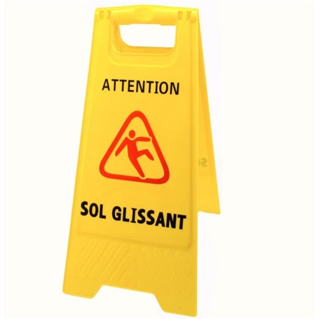 Panneau "ATTENTION SOL GLISSANT" de couleur jaune - Dimensions 600x300 mm