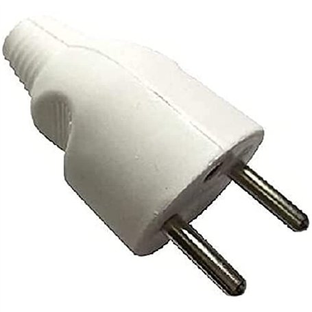 Dio - Fiche mâle 2 pôles avec terre sortie droite Blanc