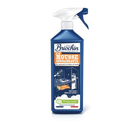JACQUES BRIOCHIN - Mousse Dégraissante Cuisine -Savon Noir et Cristaux de Soude - Dégraisse - 99% d'Ingrédients d'Origine Nature