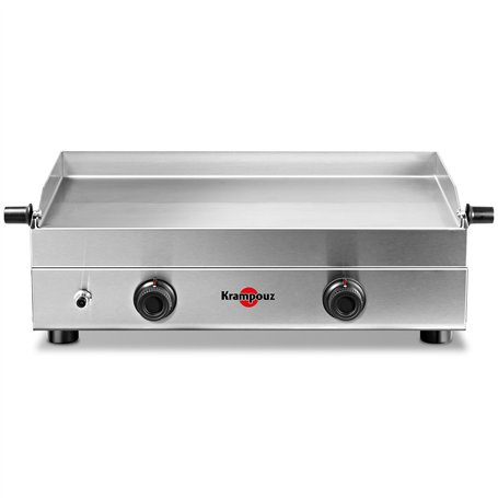 KRAMPOUZ Plancha Gaz SAVEUR - Plaque de Cuisson en Inox 64 x 33 cm - 3400 Watts - 2 Zones de Cuisson - 2 Brûleurs en Acier Inoxy