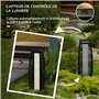 Outsunny Lampadaire d'extérieur solaire lampe de jardin sur pied en résine tressée luminaire LED de jardin en acier marche/arrêt