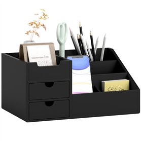 HOMCOM Boite de Rangement de Bureau - Organiseur de Bureau - 7 Compartiments