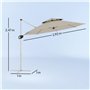 Outsunny Parasol déporté rond 3 x 2,5 m, parasol de jardin extérieur avec manivelle, base croisée, inclinable et rotatif à 360°,