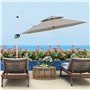 Outsunny Parasol déporté rond 3 x 2,5 m, parasol de jardin extérieur avec manivelle, base croisée, inclinable et rotatif à 360°,