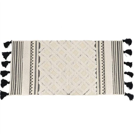 TENDANCE Tapis de Salle de Bain en Coton Noir & Blanc 45 x 90 cm