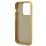 Guess GUHCP15LPMSDGSD Coque pour iPhone 15 Pro 6,1" Doré Coque Rigide Disco Métal Script